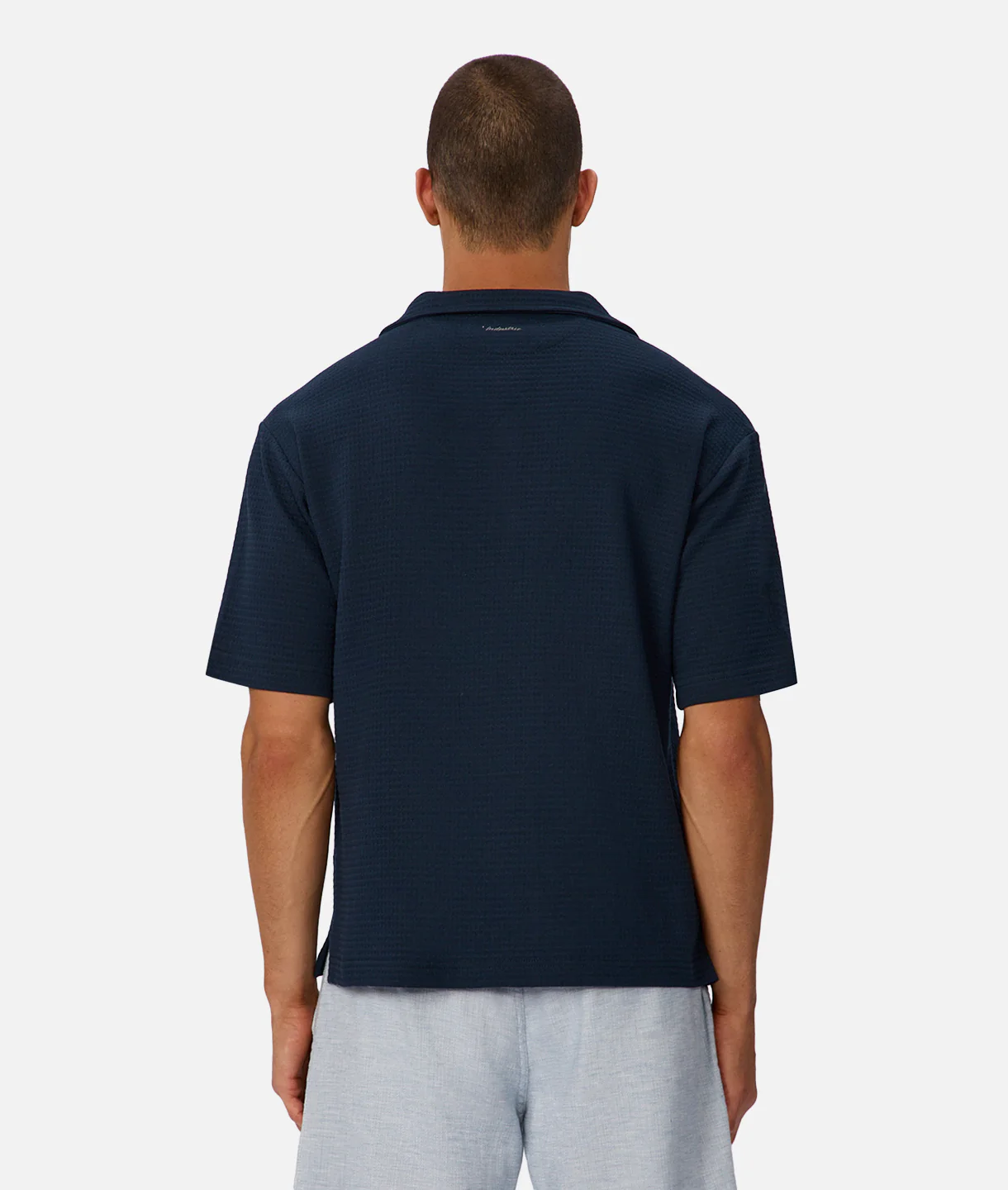 The Knitted Malibu Short Sleeve Shirt - Navy Blue