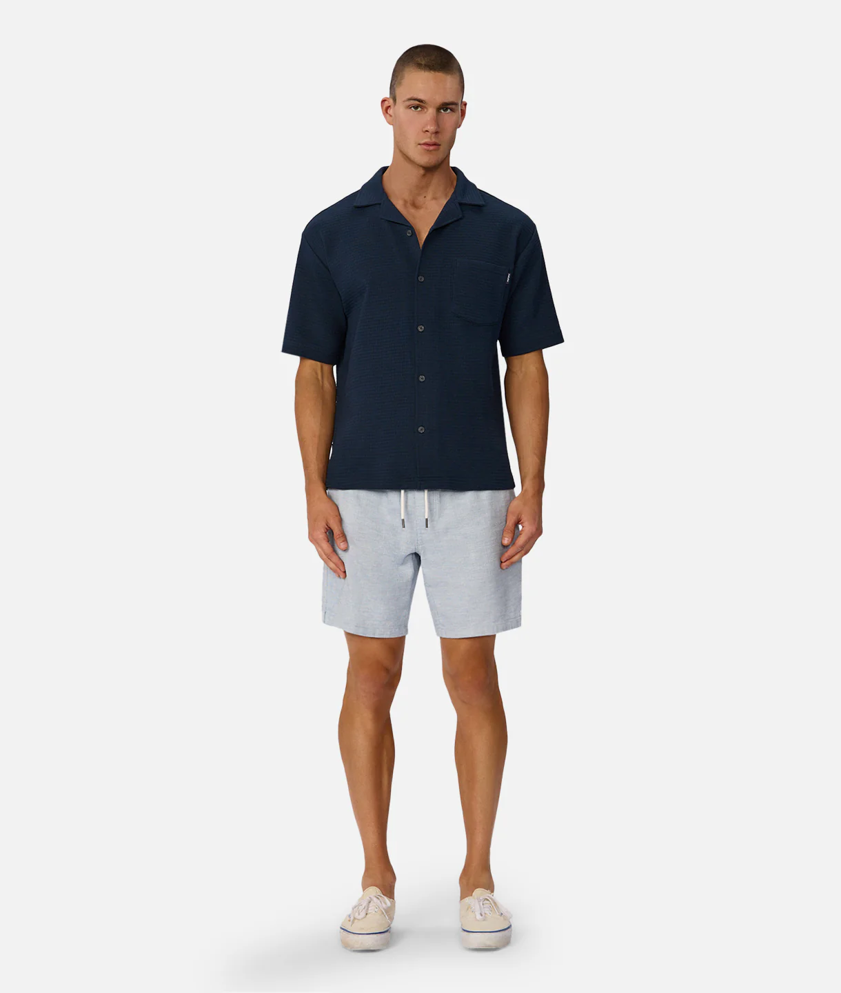 The Knitted Malibu Short Sleeve Shirt - Navy Blue