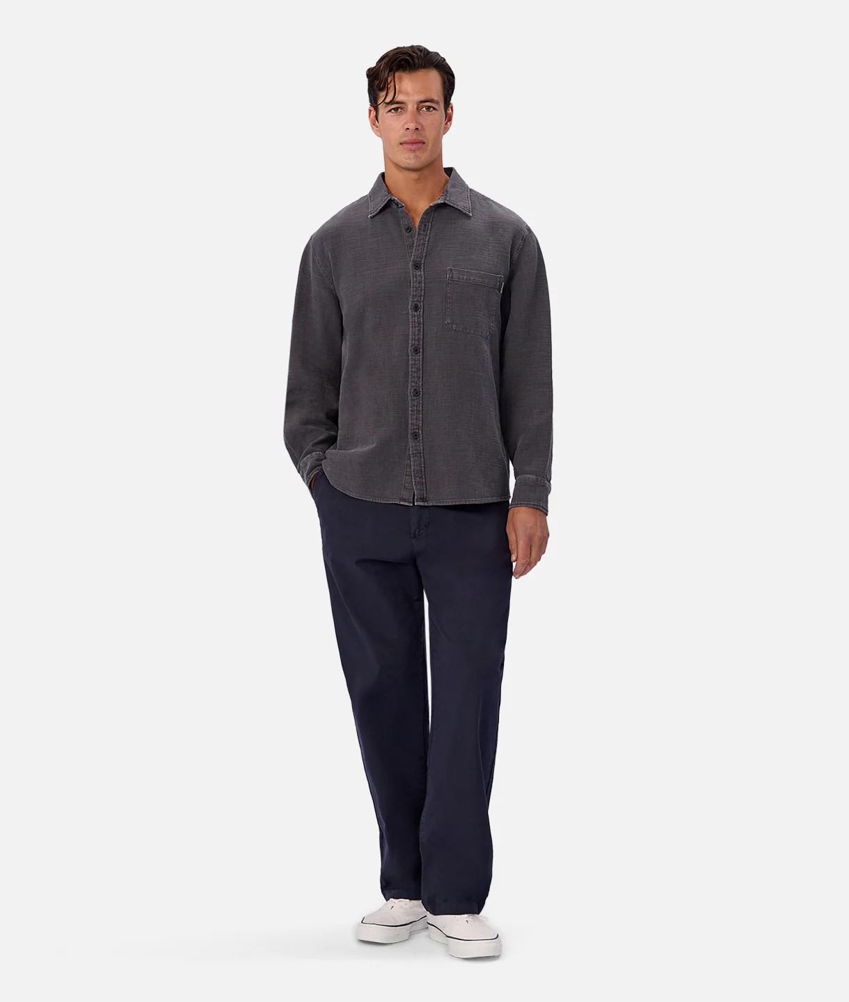 The Lisbon Long Sleeve Shirt - Asphalt