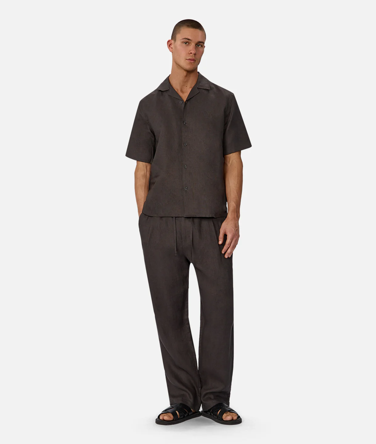 The Lusso Linen Short Sleeve Shirt - Cocoa