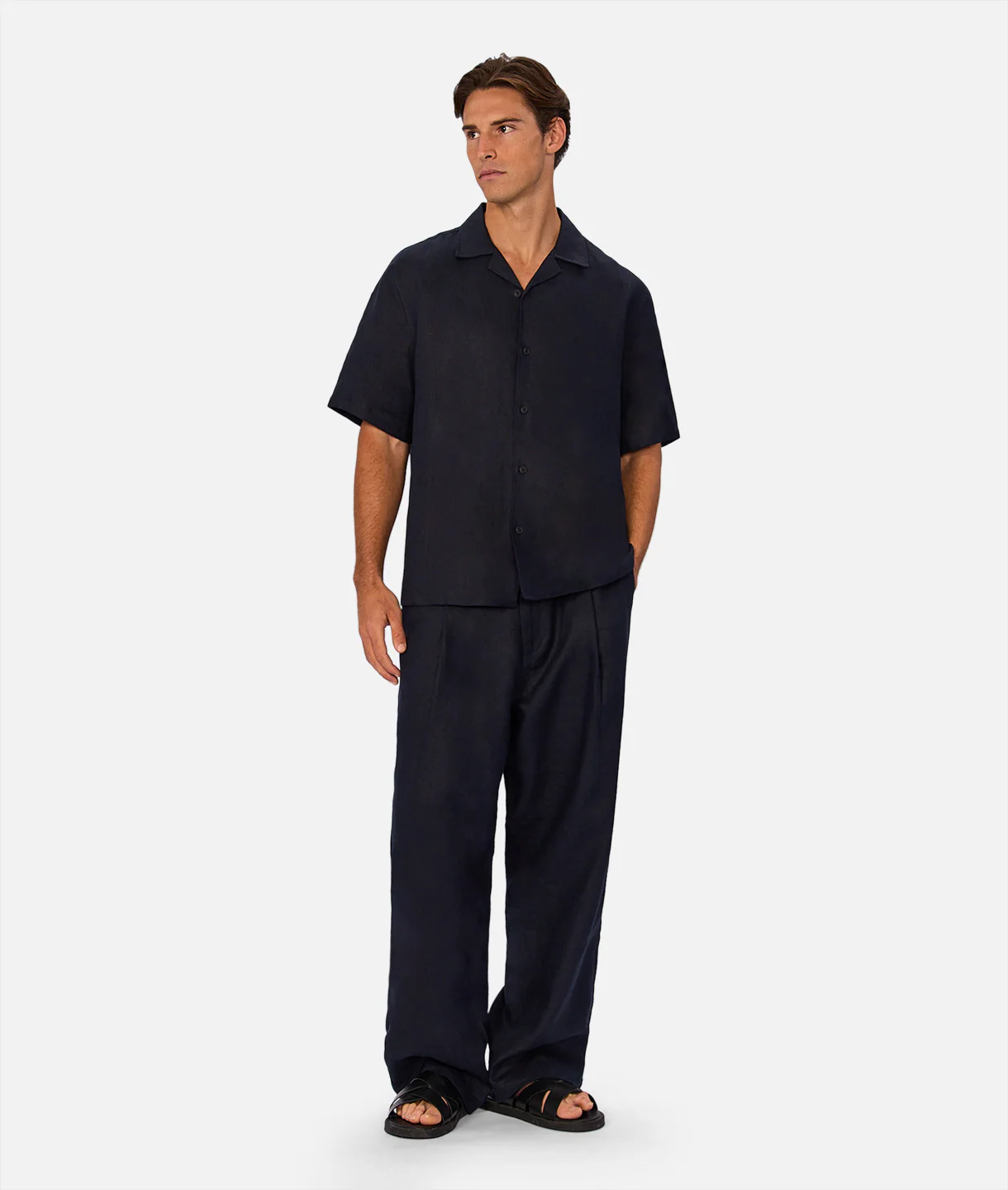 The Lusso Linen Short Sleeve Shirt - Ink
