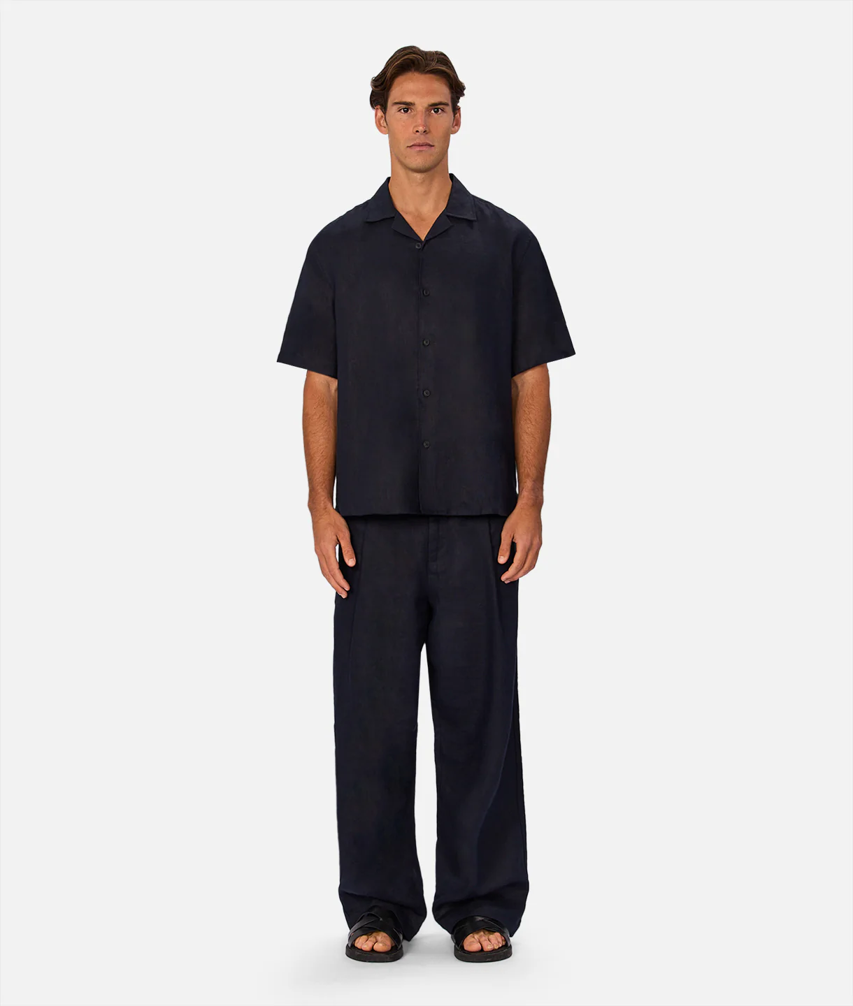 The Lusso Linen Short Sleeve Shirt - Ink