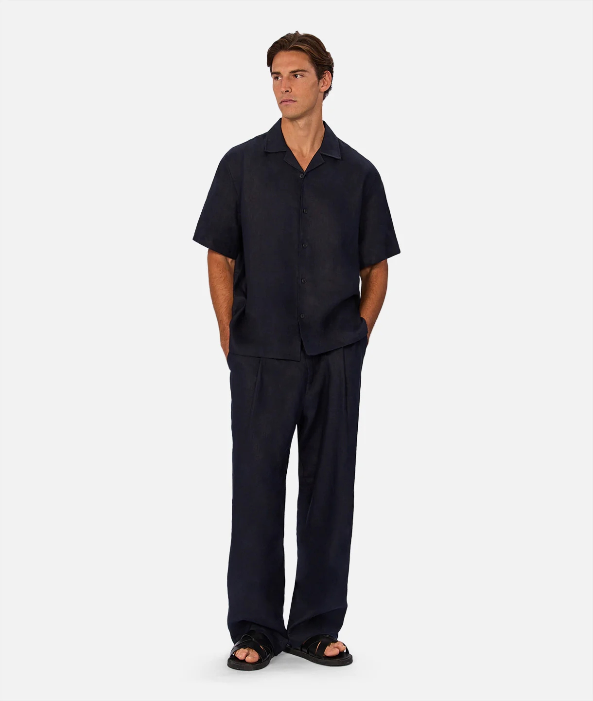 The Lusso Linen Short Sleeve Shirt - Ink