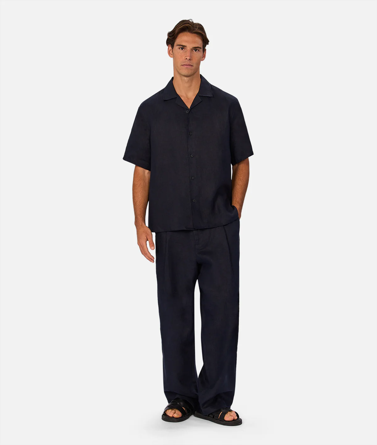 The Lusso Linen Short Sleeve Shirt - Ink