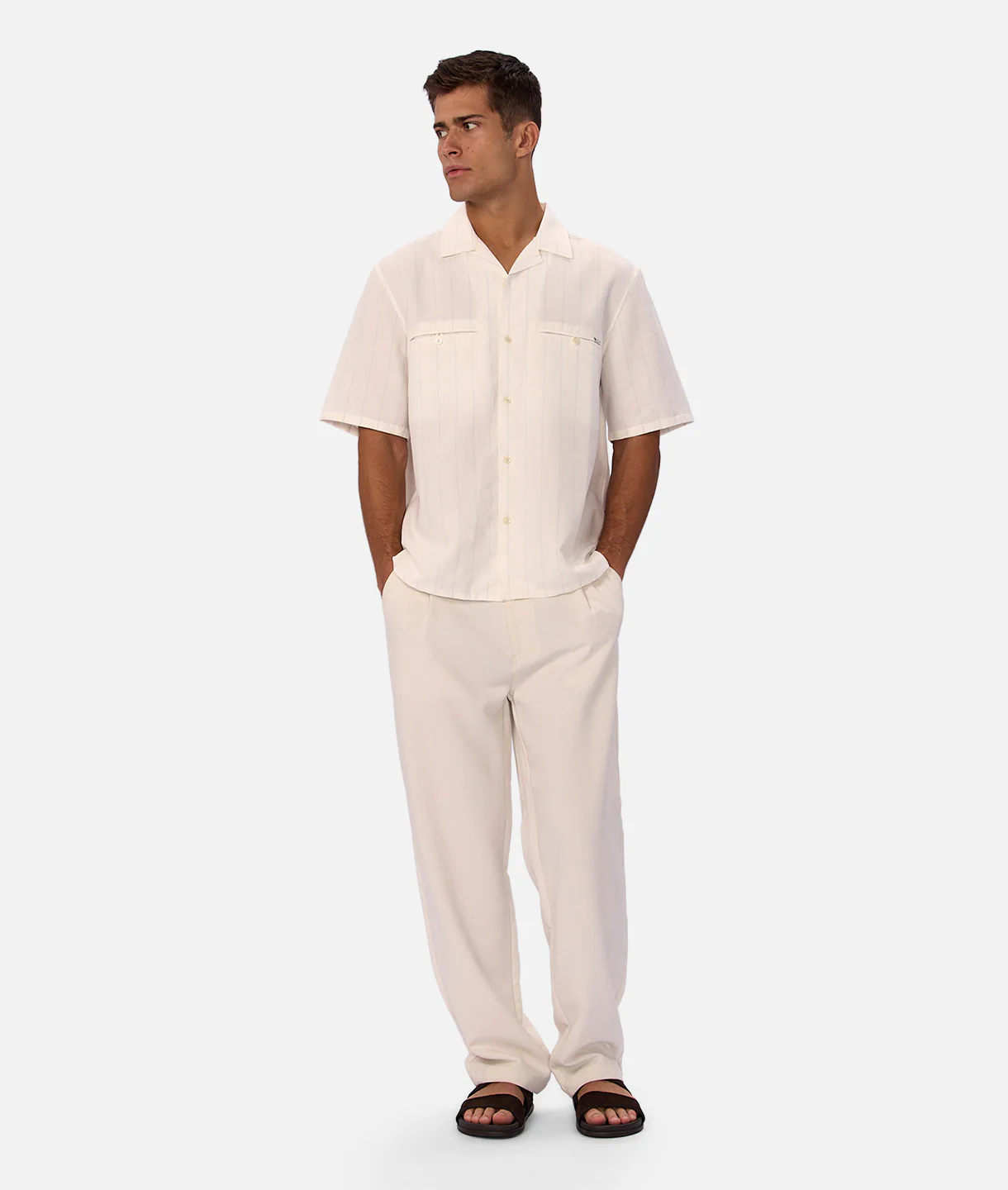 The Malibu Short Sleeve Shirt - Cream / Lt Blue