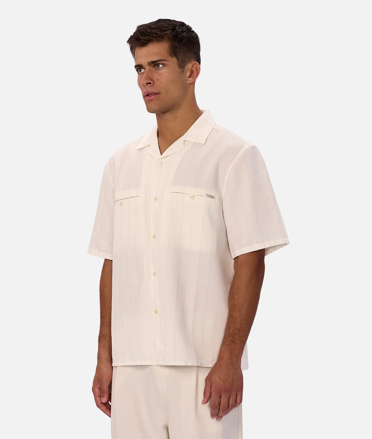 The Malibu Short Sleeve Shirt - Cream / Lt Blue