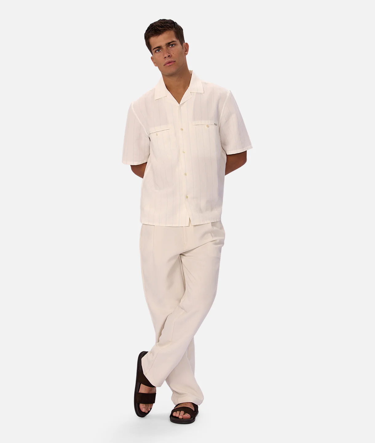 The Malibu Short Sleeve Shirt - Cream / Lt Blue