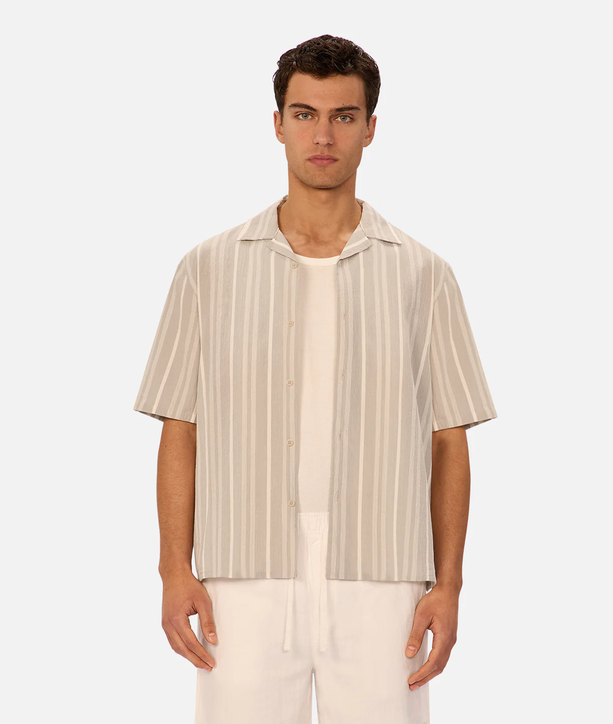 The Manzoni Short Sleeve Shirt - Sage White