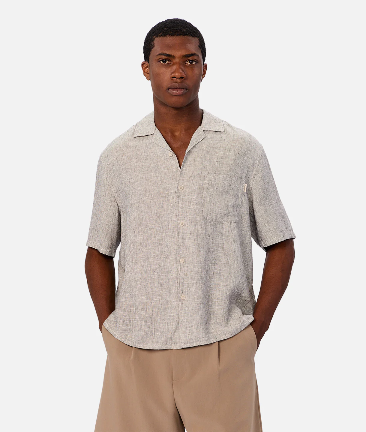 The Melrose Short Sleeve Shirt - Salt & Pepper