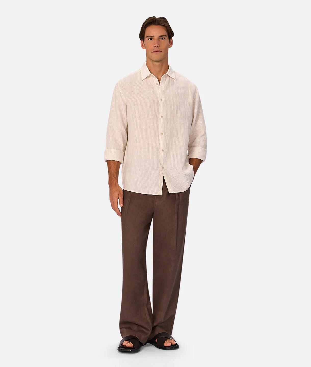 The Monaco Long Sleeve Shirt - Cream / Beige