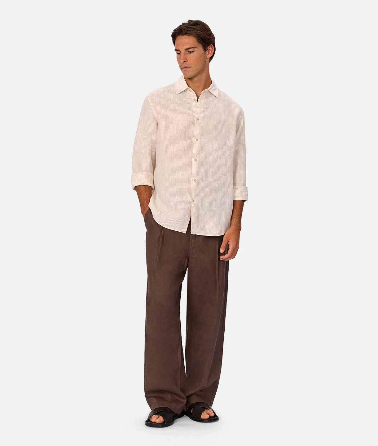 The Monaco Long Sleeve Shirt - Cream / Beige