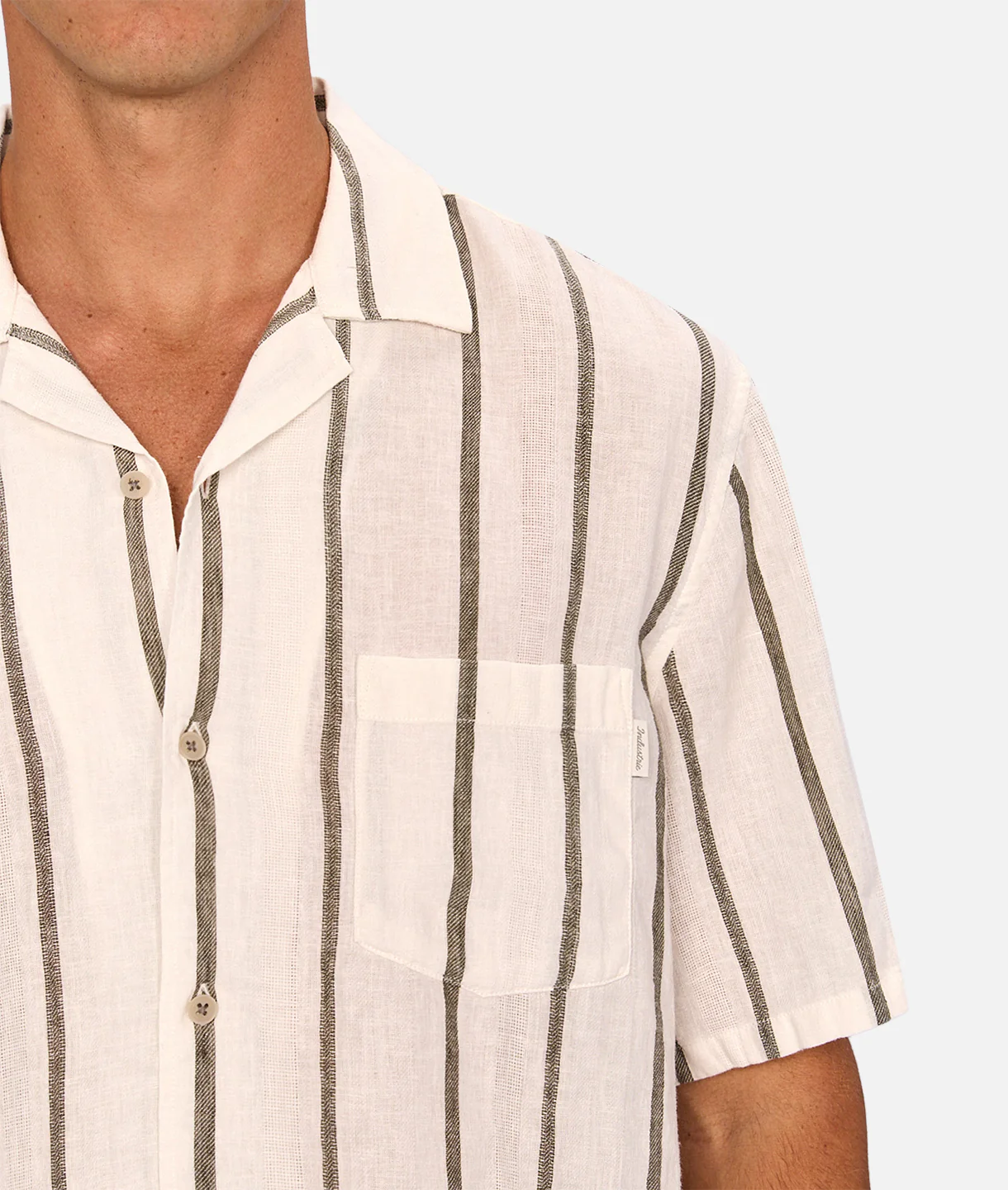The Mulholland Short Sleeve Shirt - Off White / Olive