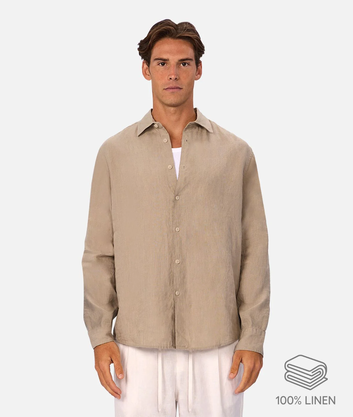 The St Martins Long Sleeve Linen Shirt - Fawn