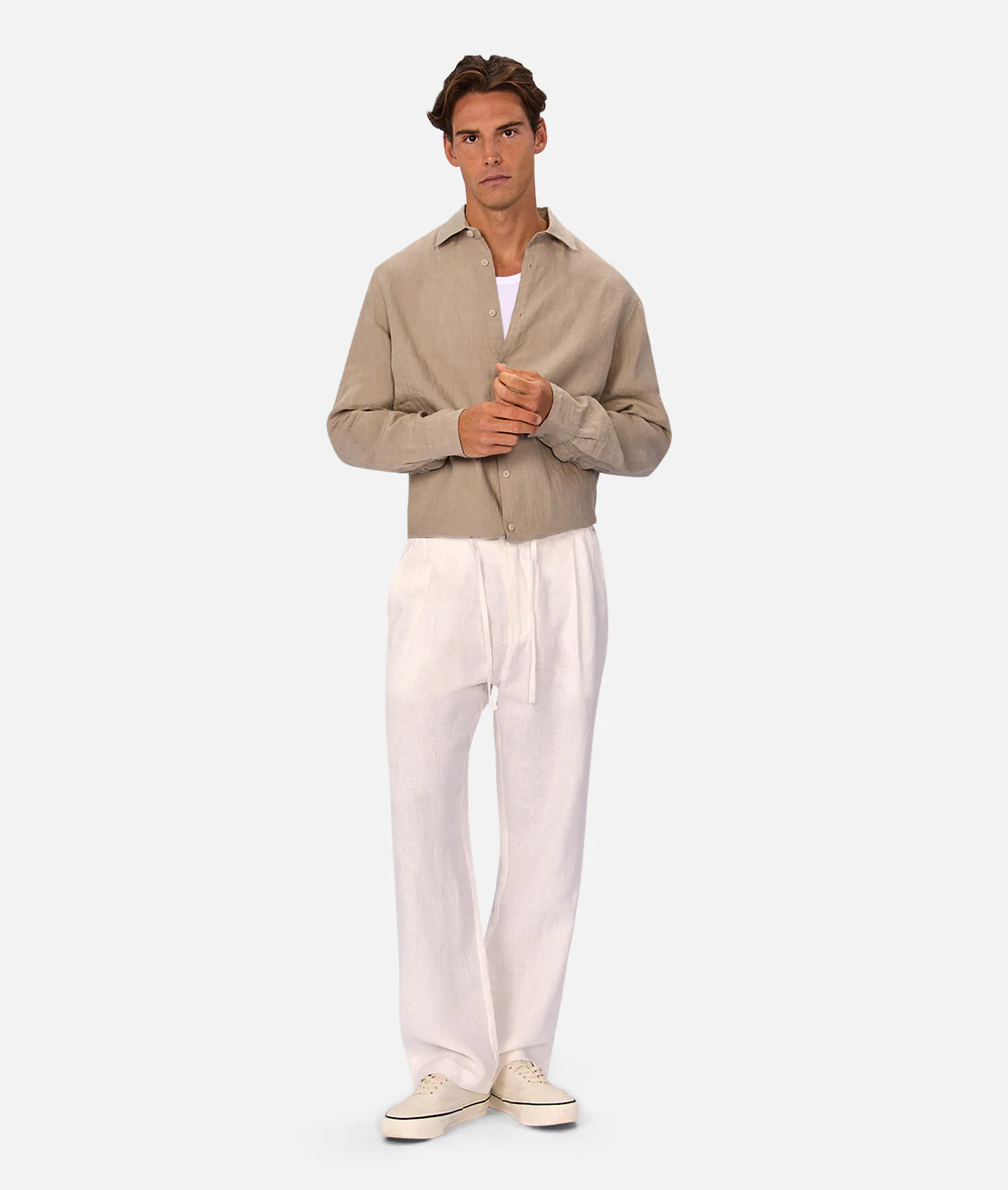 The St Martins Long Sleeve Linen Shirt - Fawn