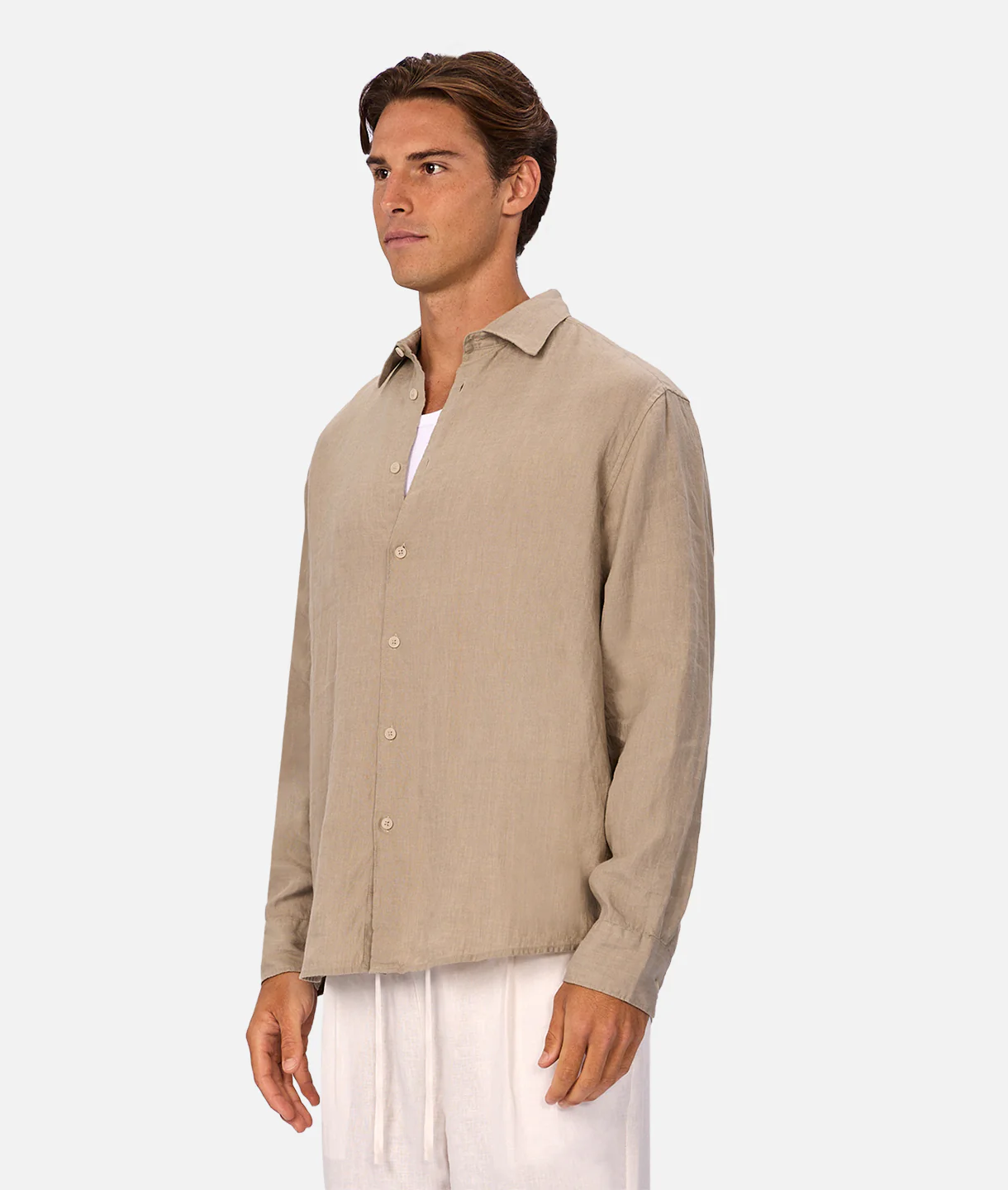 The St Martins Long Sleeve Linen Shirt - Fawn