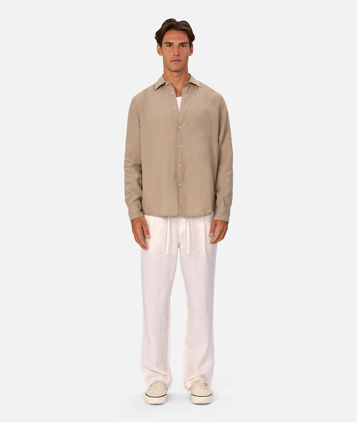 The St Martins Long Sleeve Linen Shirt - Fawn