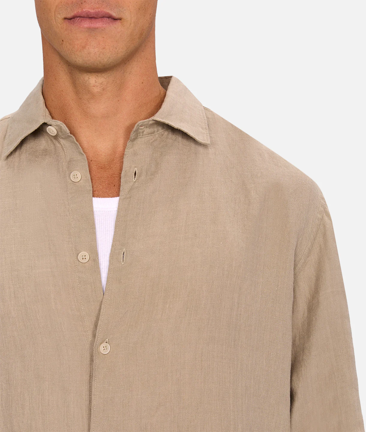 The St Martins Long Sleeve Linen Shirt - Fawn