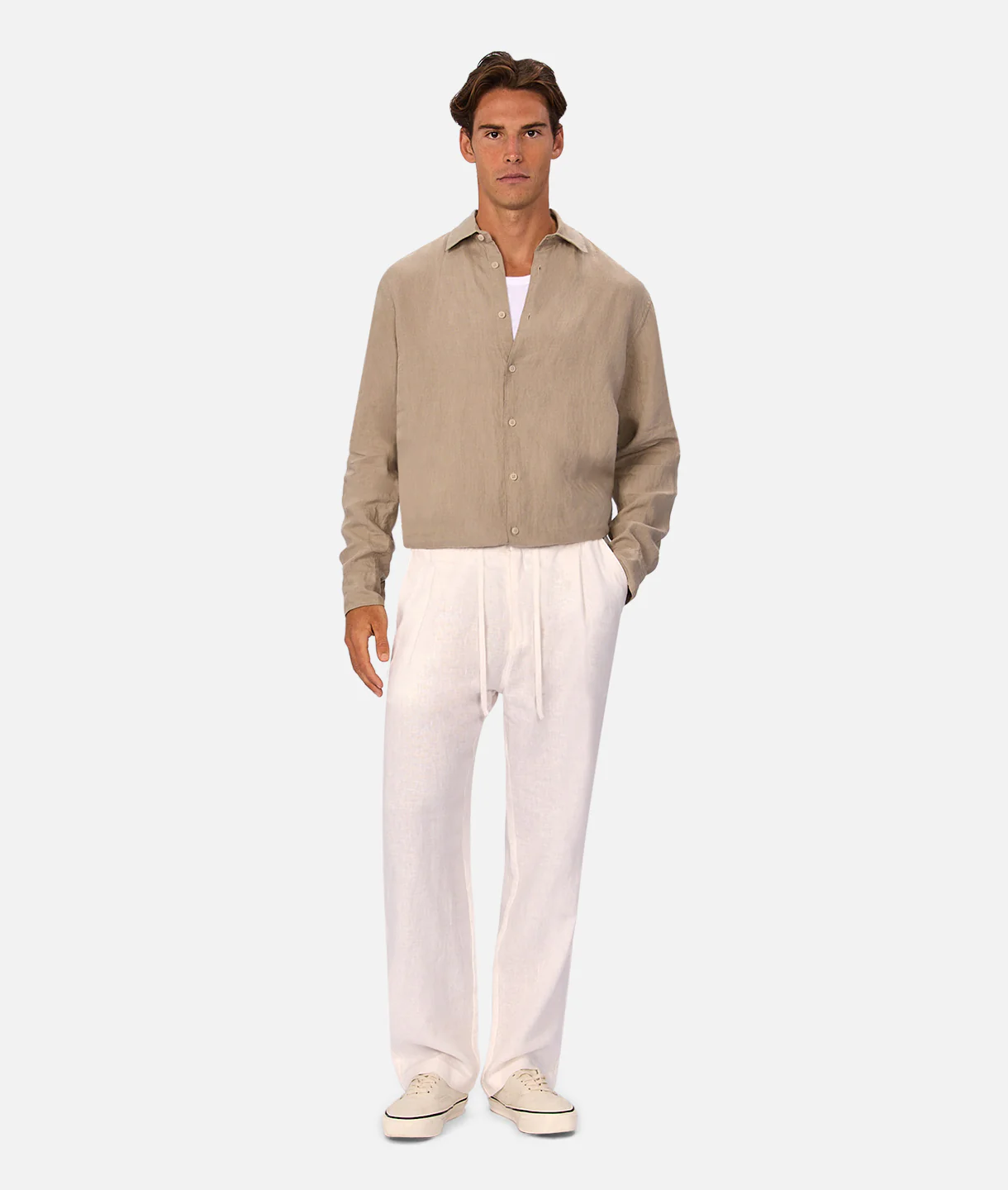 The St Martins Long Sleeve Linen Shirt - Fawn