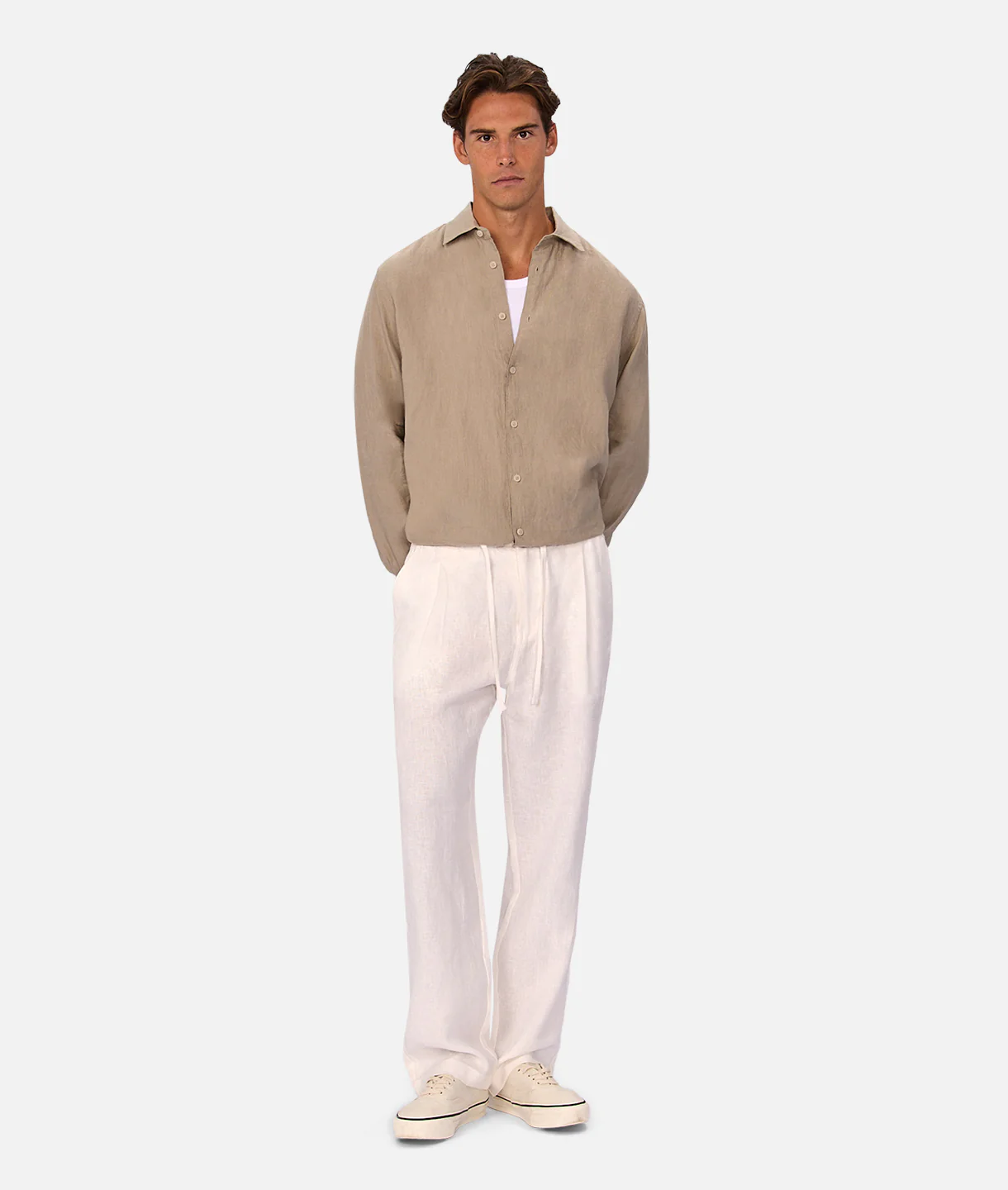 The St Martins Long Sleeve Linen Shirt - Fawn