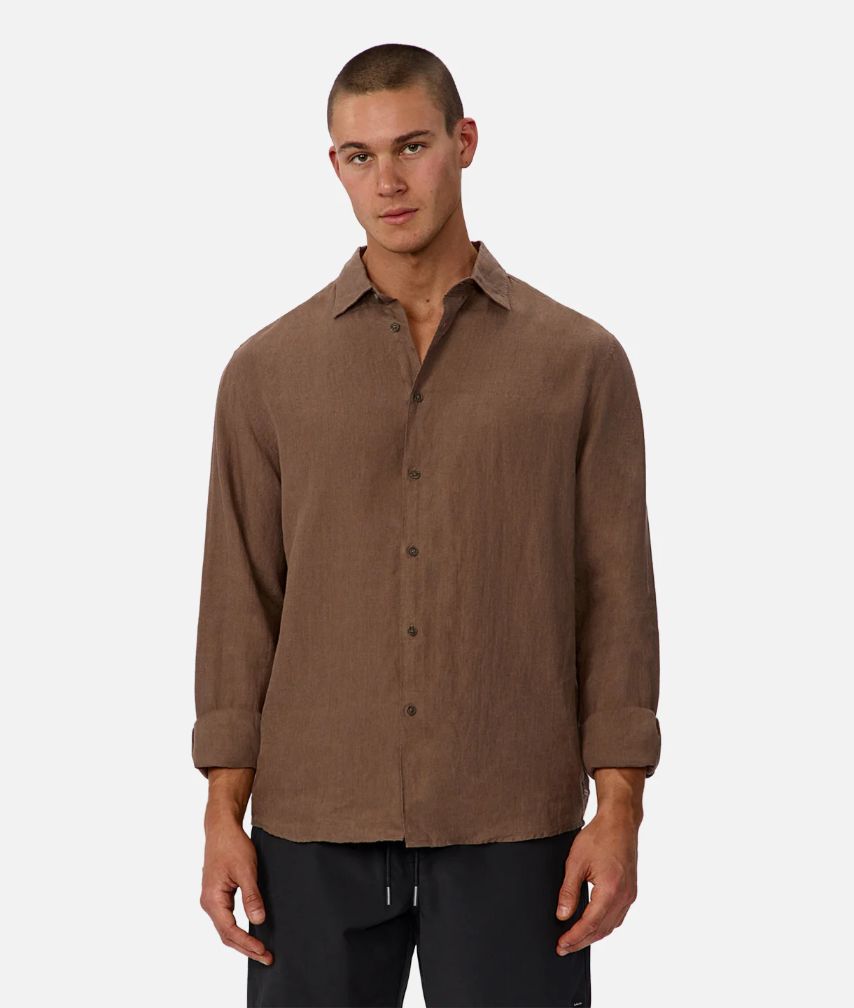 The St Martins Long Sleeve Linen Shirt - Macchiato