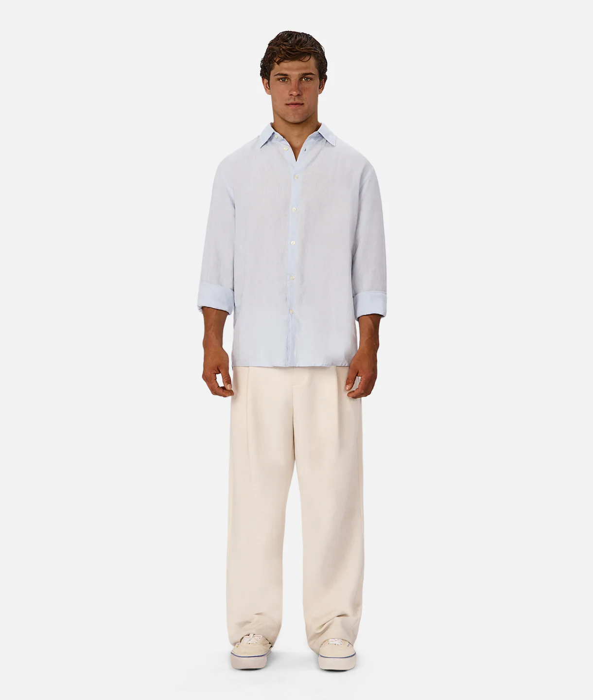The St Martins Long Sleeve Linen Shirt - Powder Blue