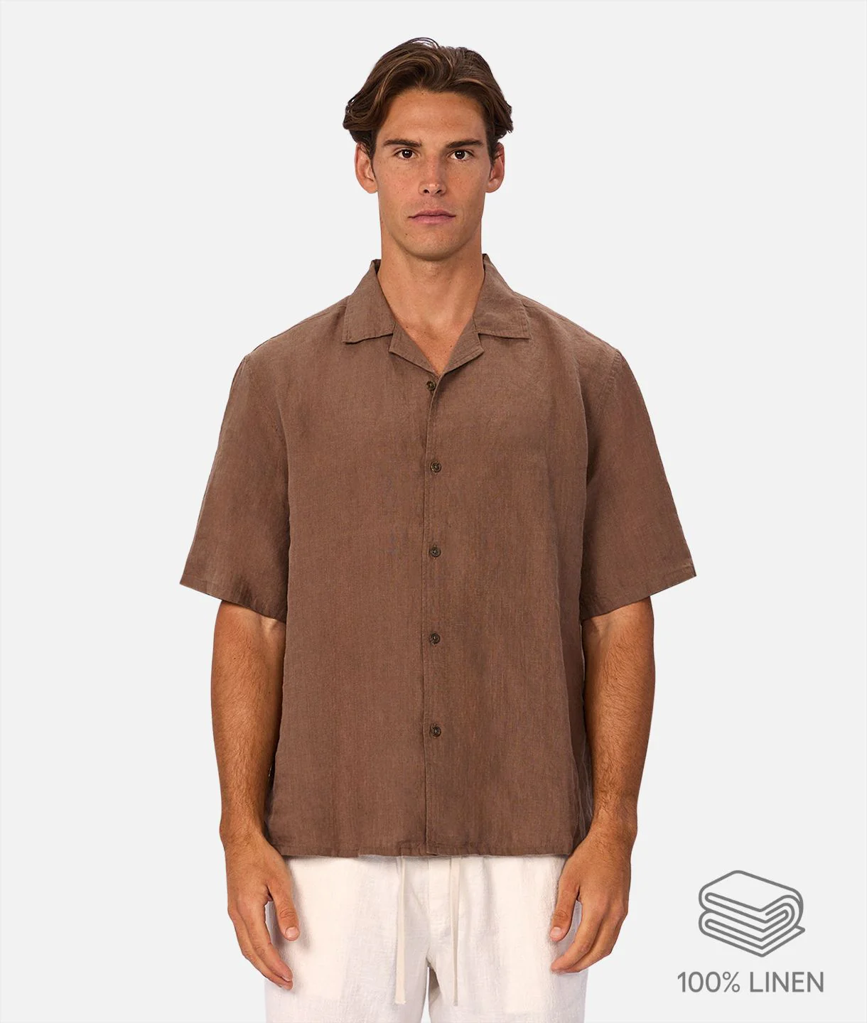 The St Martins Short Sleeve Linen Shirt - Macchiato
