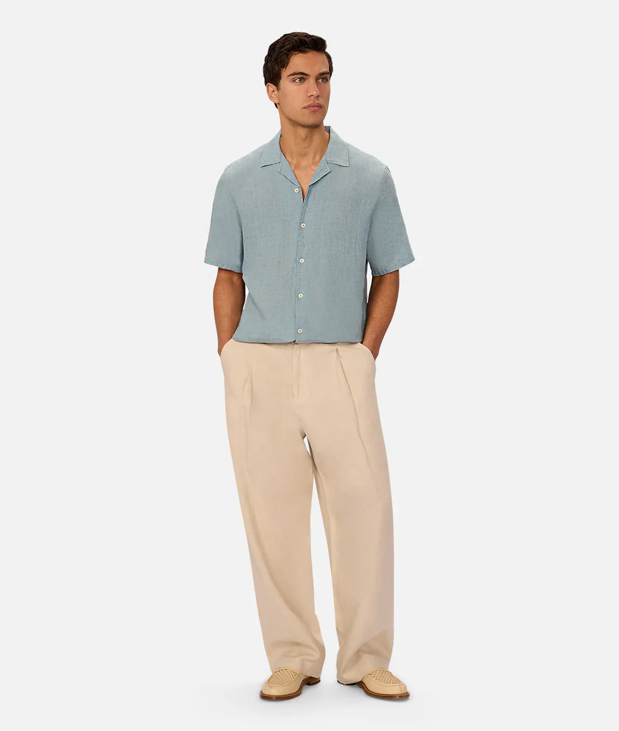 The St Martins Short Sleeve Linen Shirt - Marine