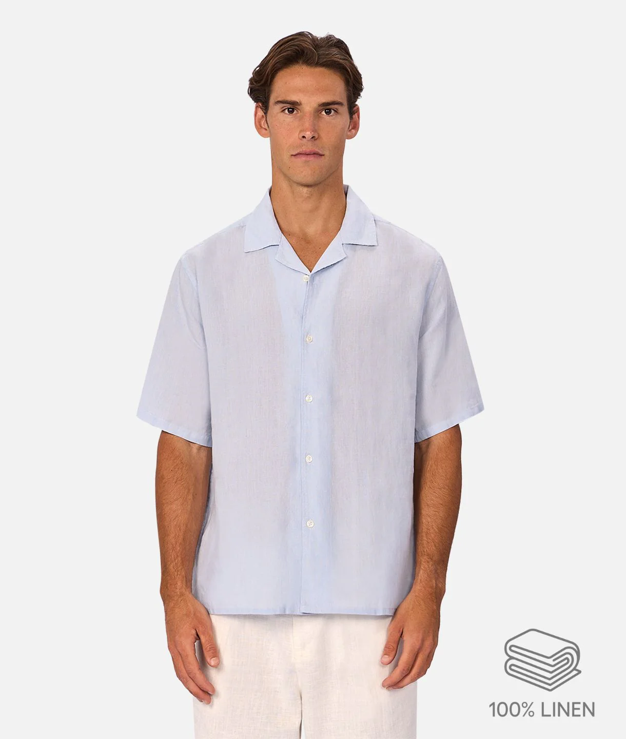The St Martins Short Sleeve Linen Shirt - Powder Blue