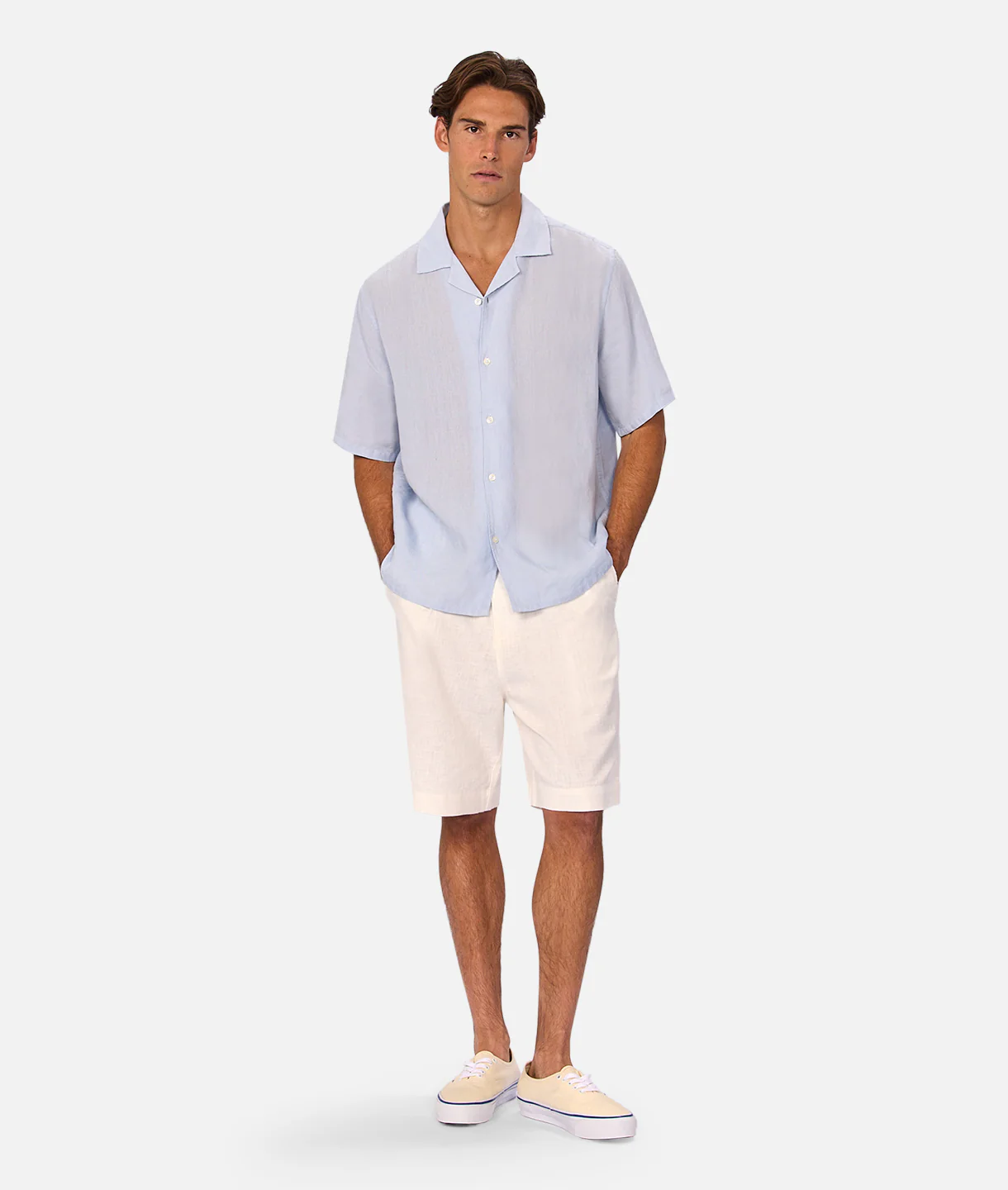 The St Martins Short Sleeve Linen Shirt - Powder Blue