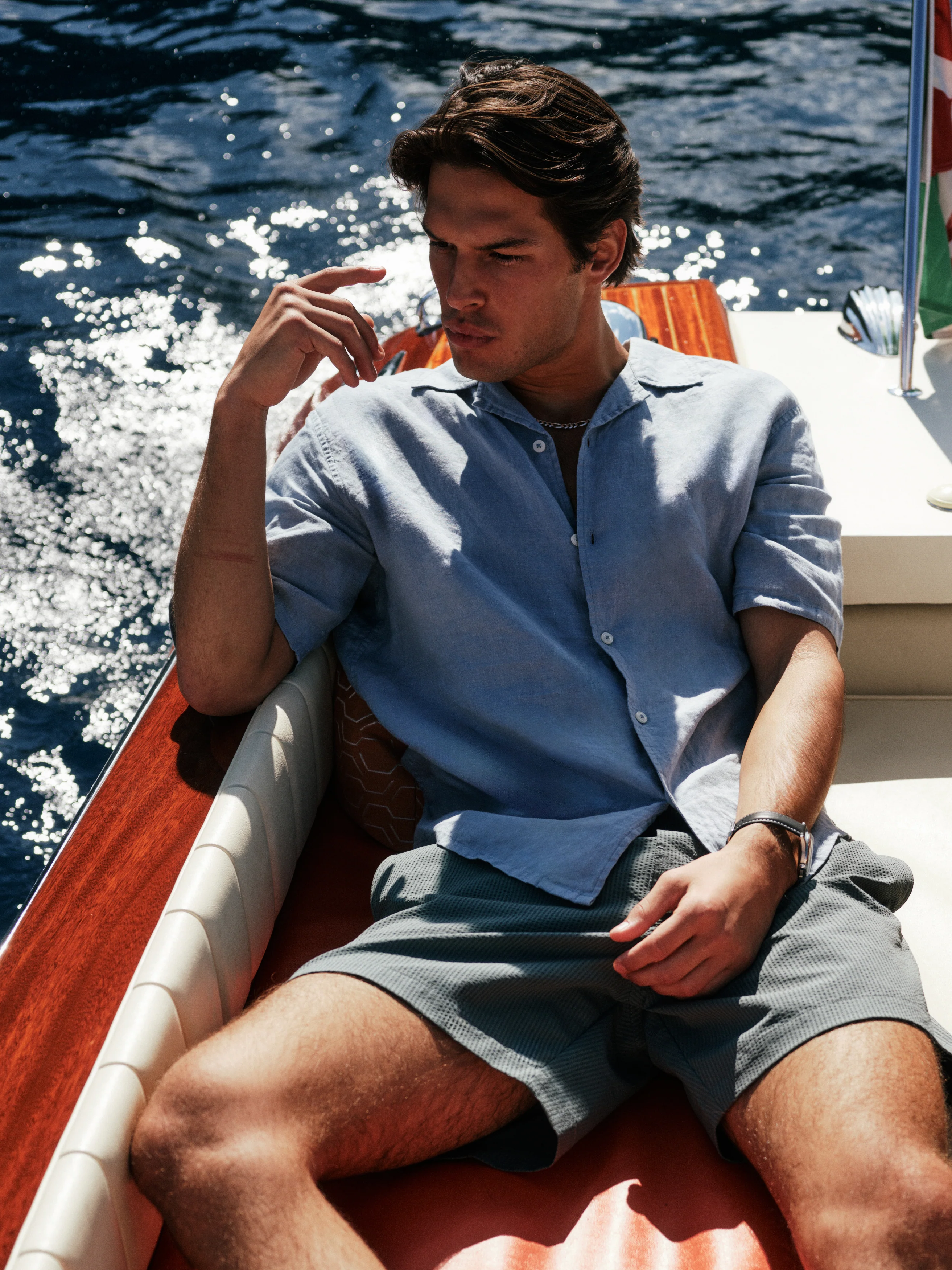 The St Martins Short Sleeve Linen Shirt - Powder Blue