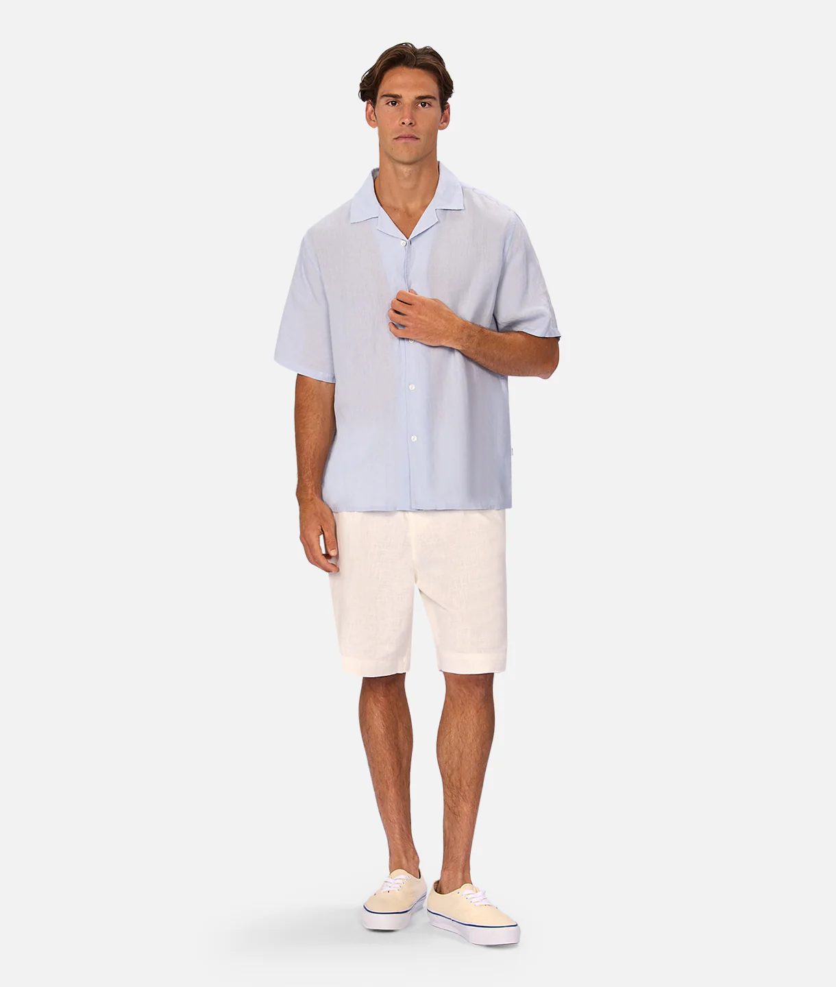 The St Martins Short Sleeve Linen Shirt - Powder Blue