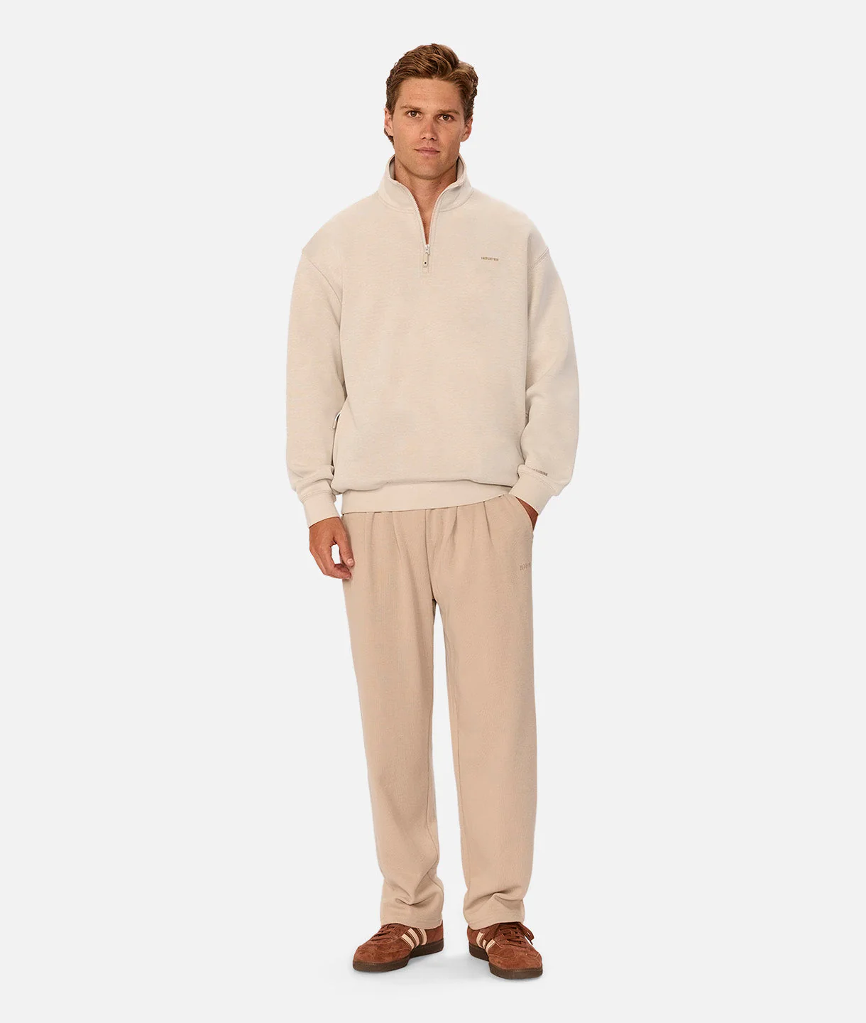 The Manning Quarter Zip Sweatshirt - Stone Heather