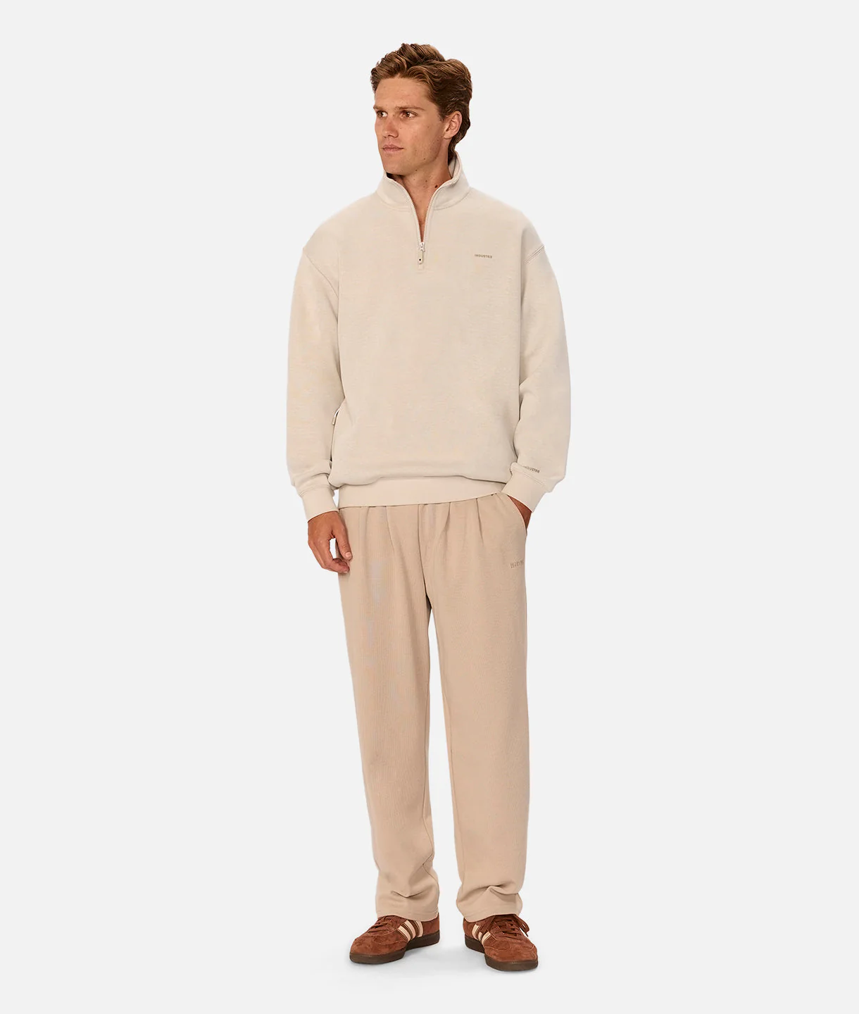 The Manning Quarter Zip Sweatshirt - Stone Heather