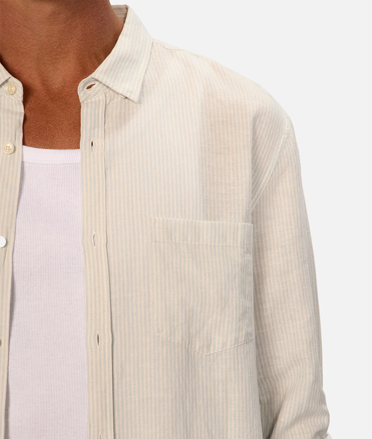 The San Juan Long Sleeve Linen Shirt - Mint/White