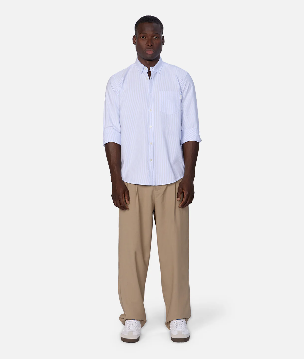 The Cambridge Long Sleeve Shirt - White Light Blue