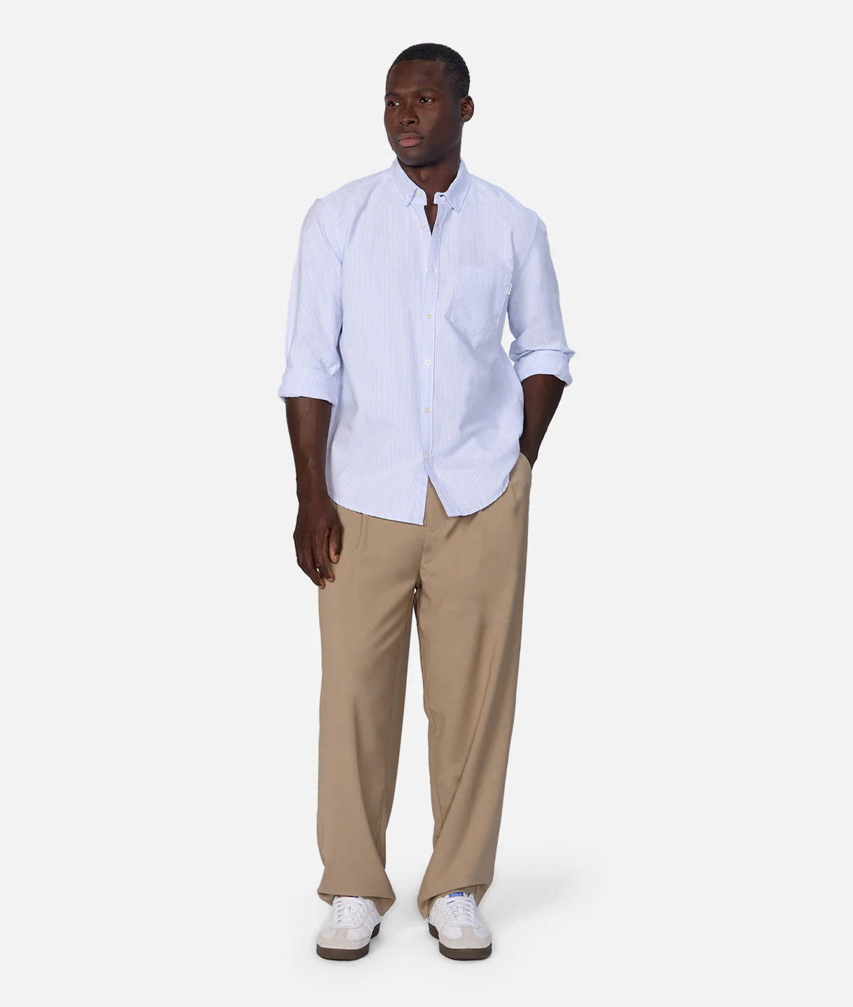 The Cambridge Long Sleeve Shirt - White Light Blue