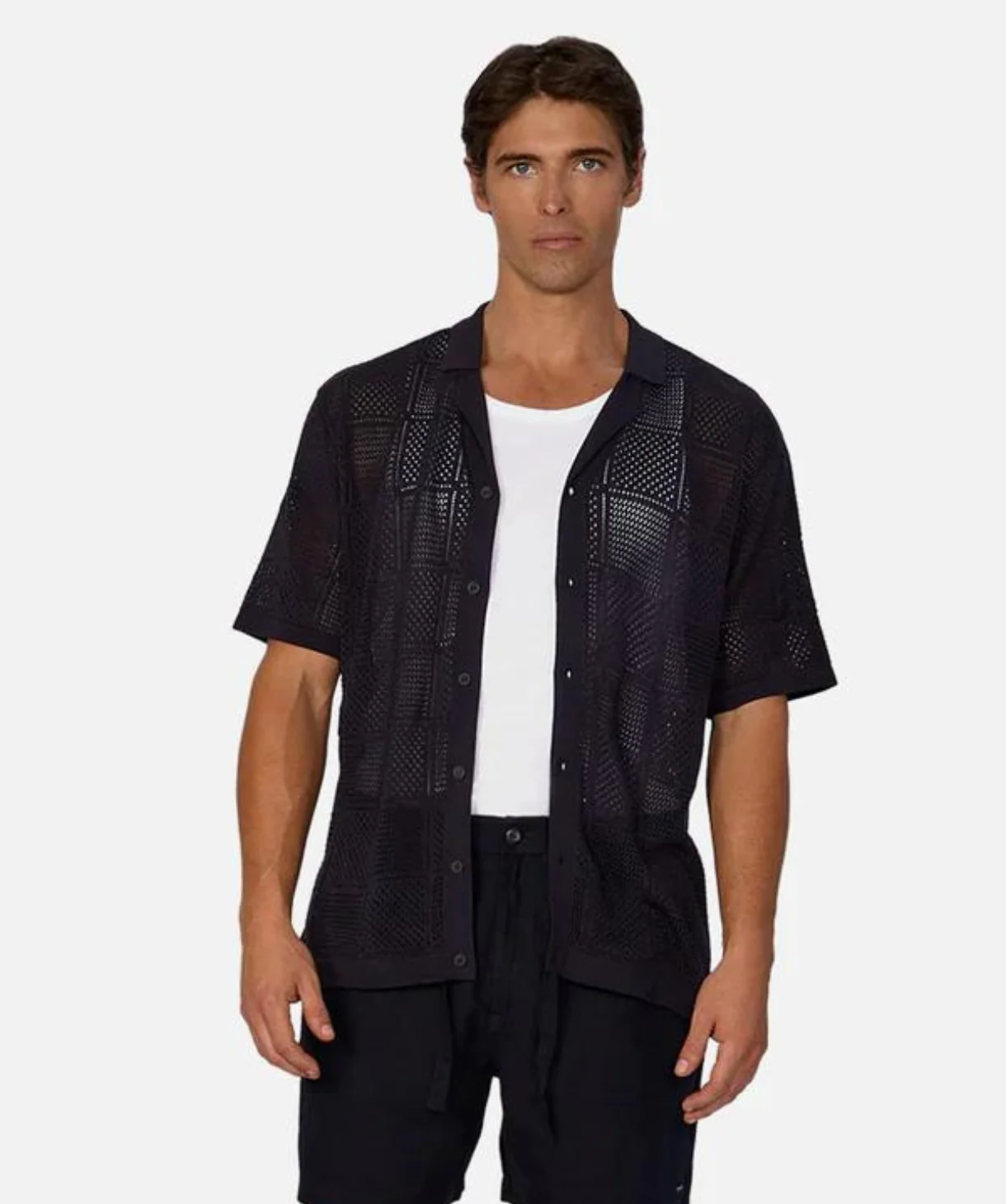 The Castel Short Sleeve Shirt - Mid Navy