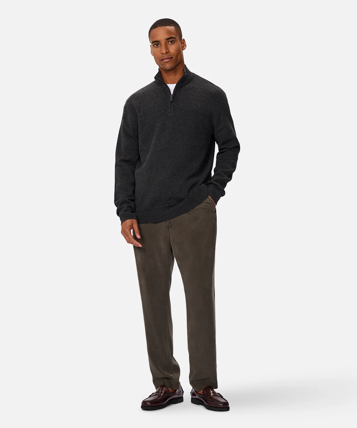The Lakewood Zip Neck Knit - Charcoal