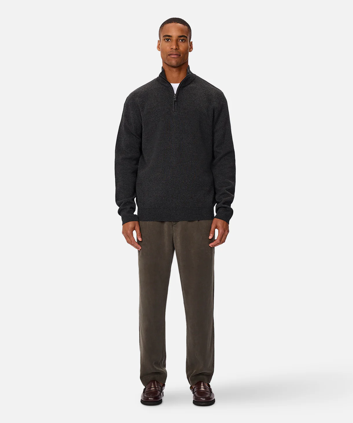 The Lakewood Zip Neck Knit - Charcoal