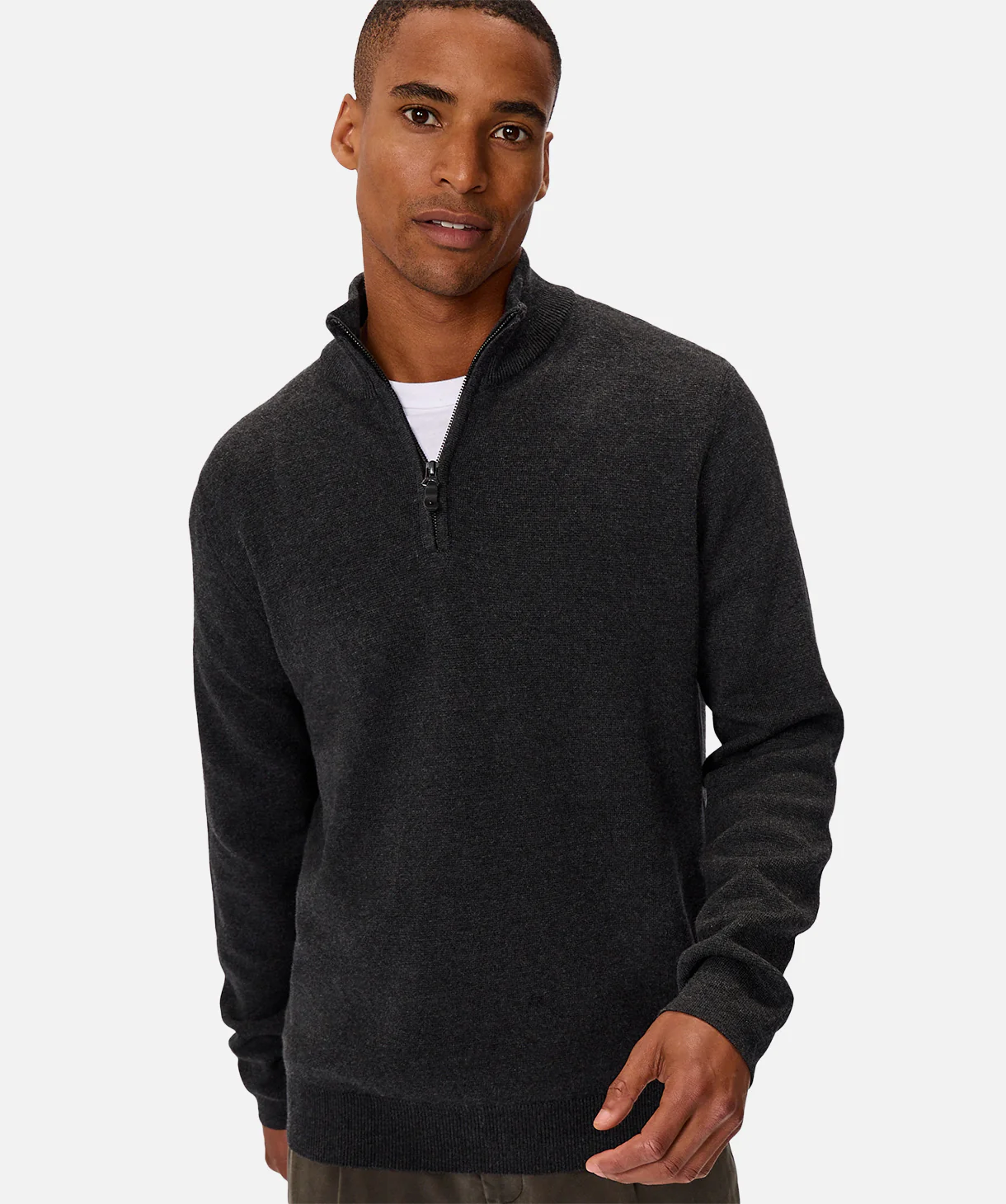 The Lakewood Zip Neck Knit - Charcoal