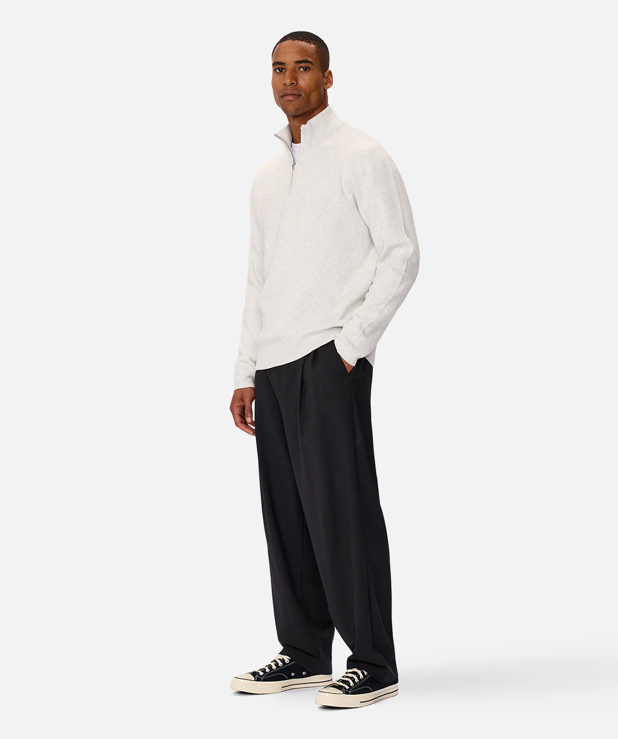 The Lakewood Zip Neck Knit - Snow Marle