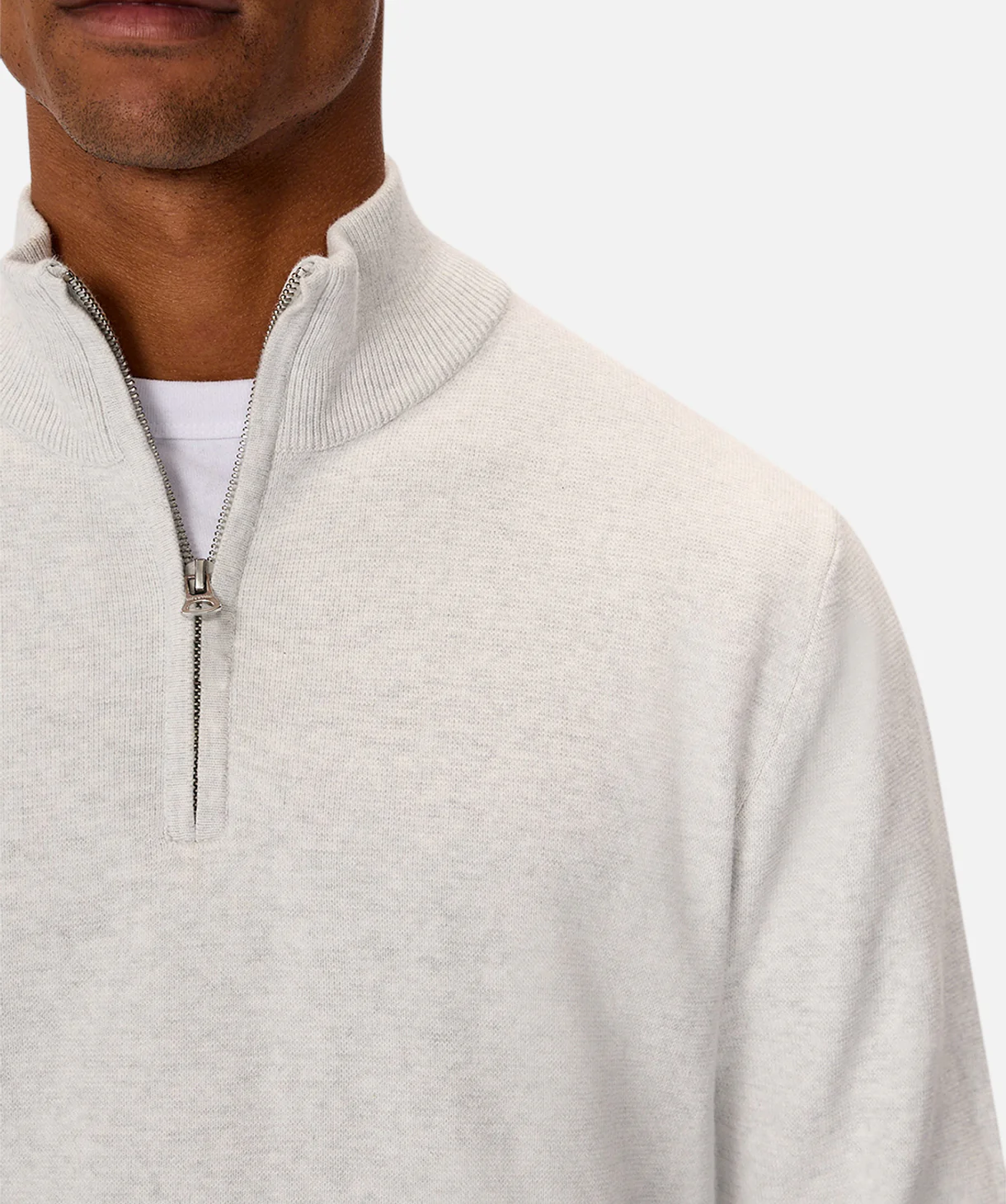 The Lakewood Zip Neck Knit - Snow Marle