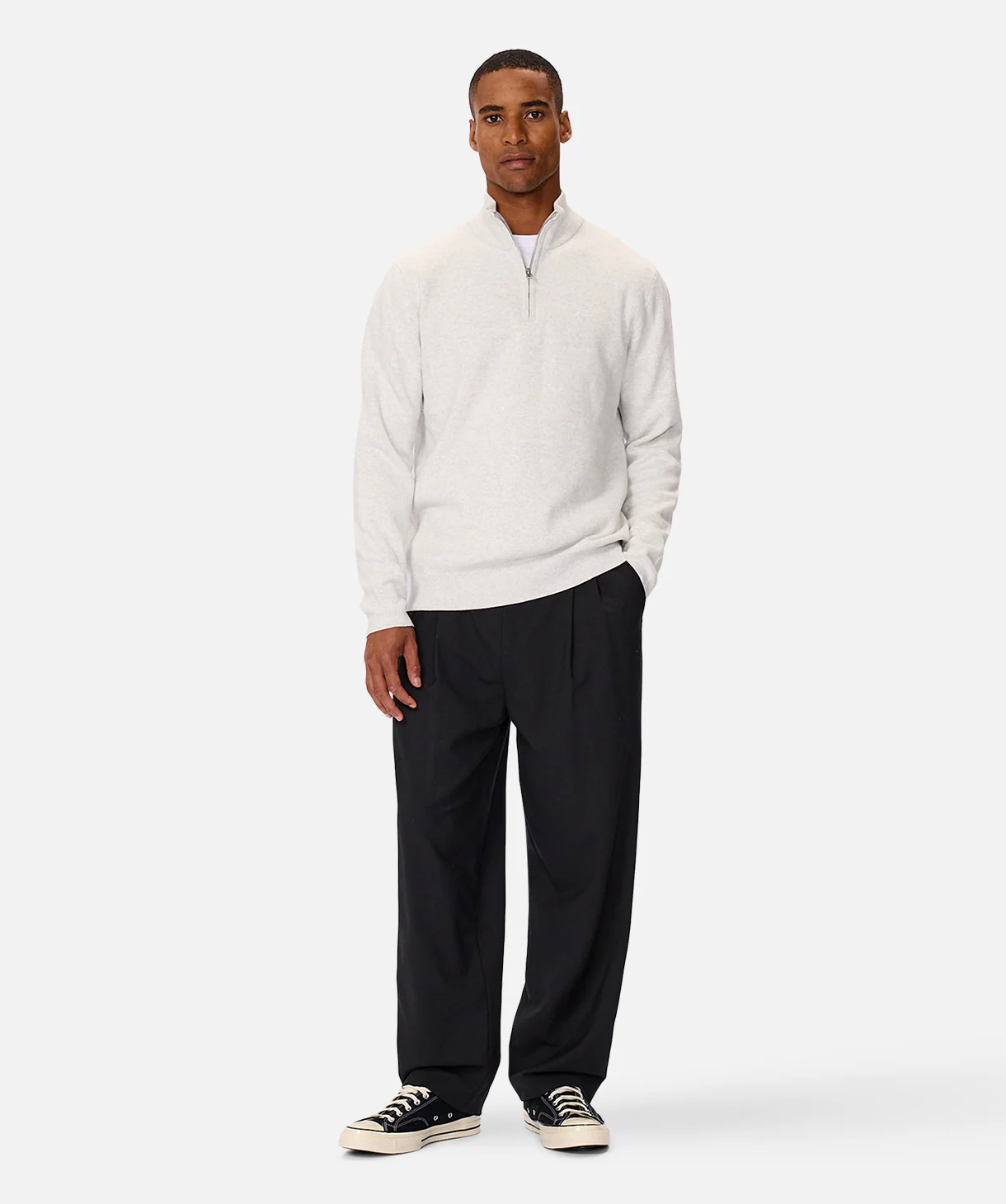 The Lakewood Zip Neck Knit - Snow Marle