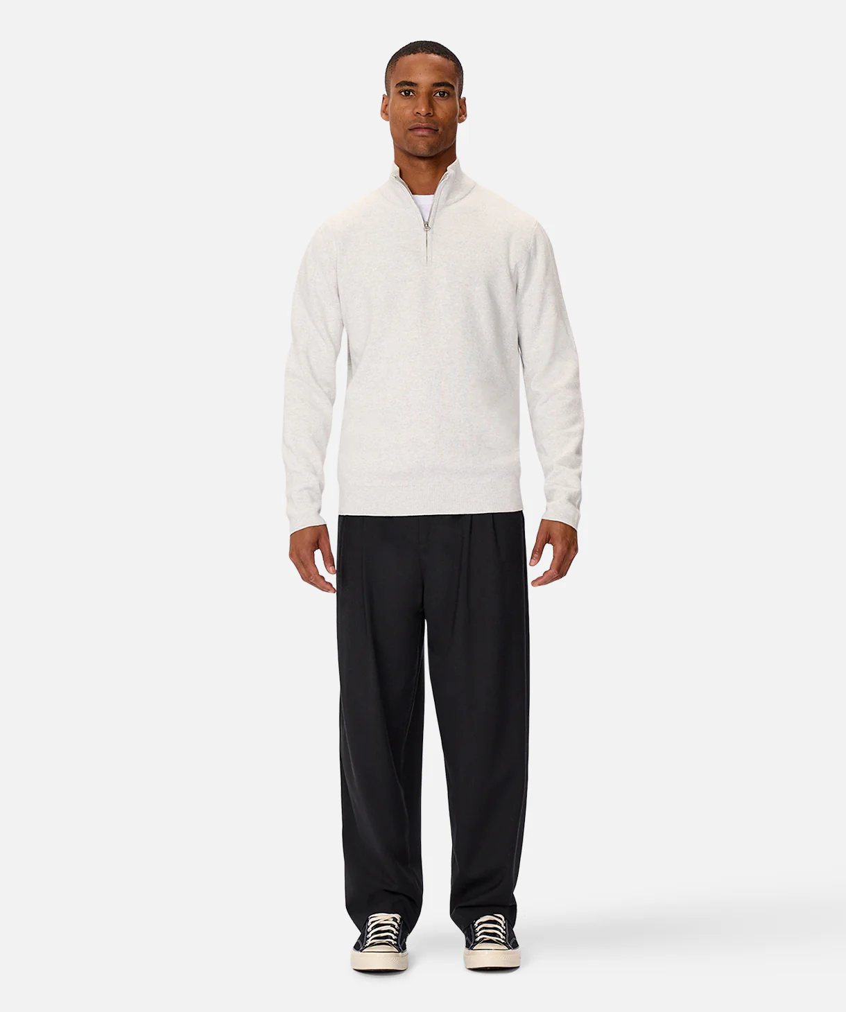 The Lakewood Zip Neck Knit - Snow Marle
