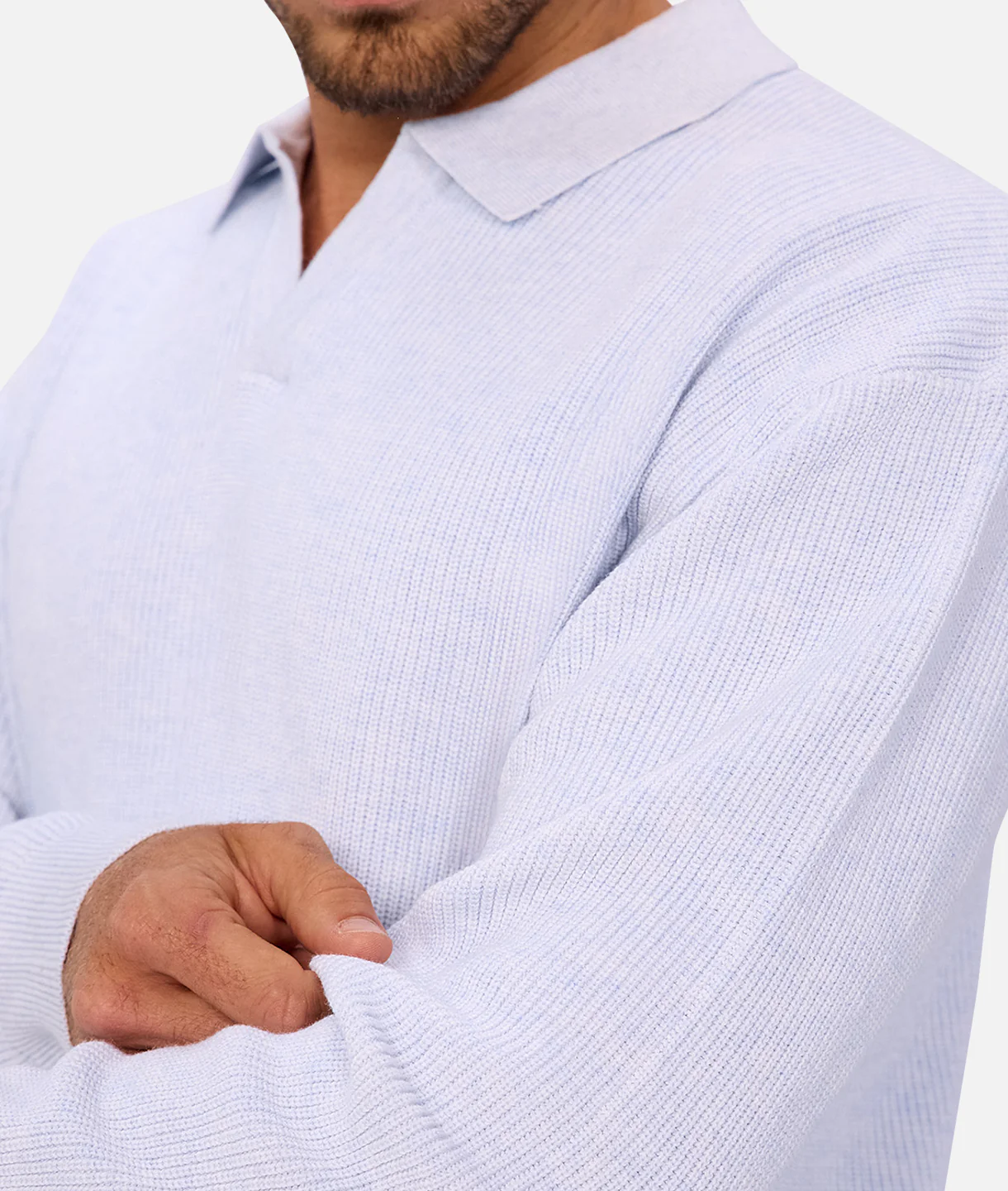 The New England Polo Sweater - Lt Blue Marle