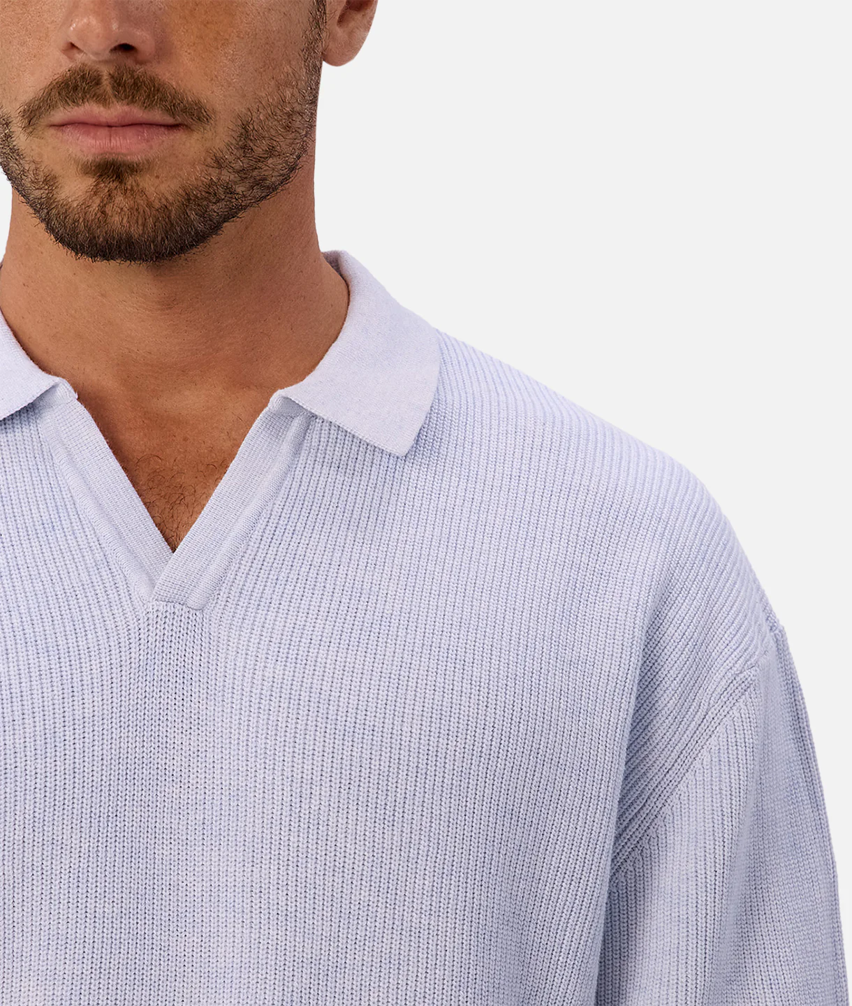 The New England Polo Sweater - Lt Blue Marle