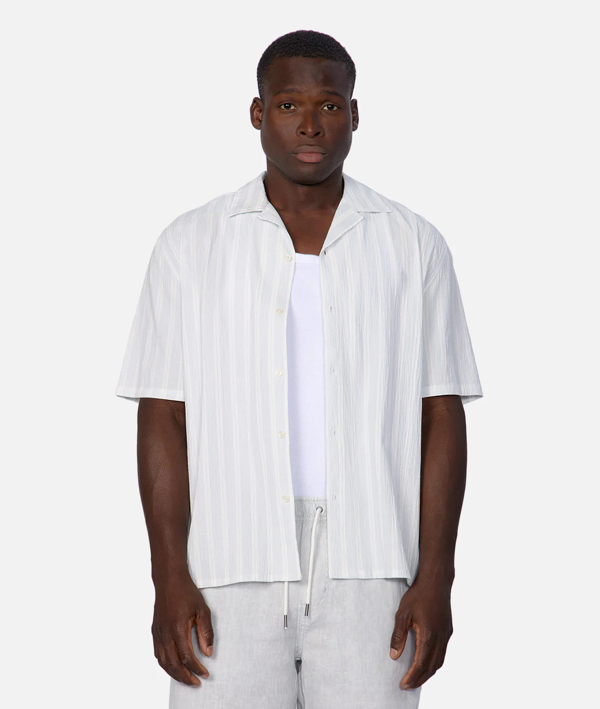 The New Striped Magna Short Sleeve Shirt - Mint Cream