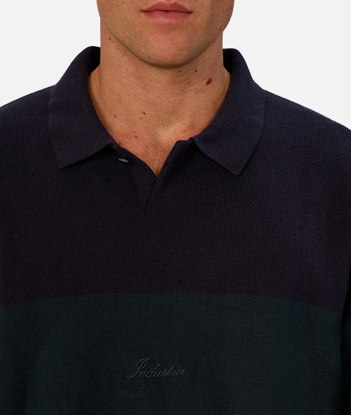 The Panelled Sweater - Navy Green Combo
