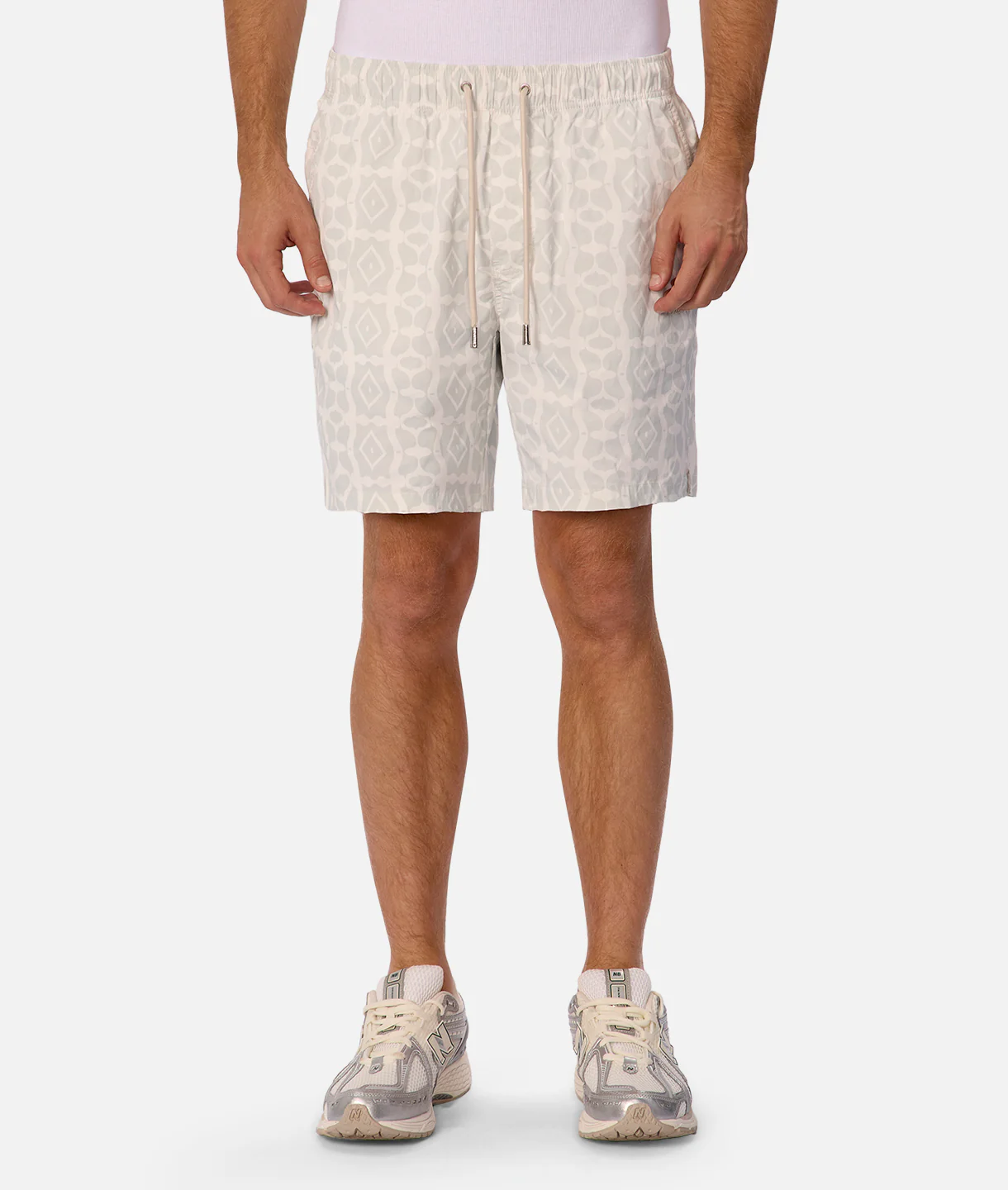 The Saratoga Swim Short - White/Grey