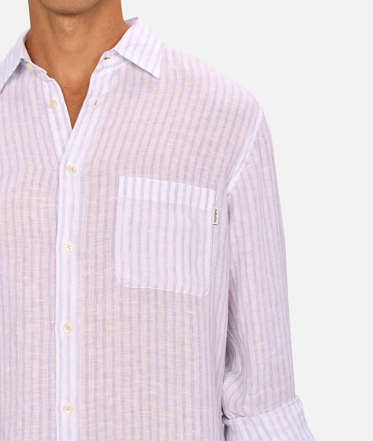 The Baptise Long Sleeve Shirt - White / Light Blue